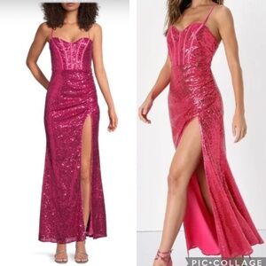 NWT LULUS HOMECOMING Sequined Sweetheart  Maxi Dress size medium